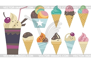 Ice cream set - vector image