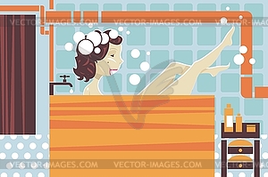 Young woman in bathtub - vector image