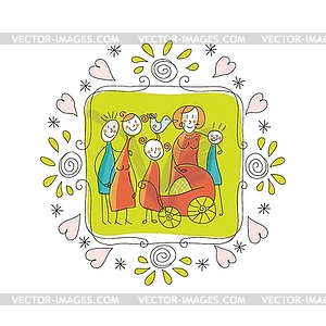 Cute Family Frame - vector image