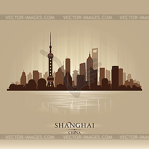 Shanghai China city skyline silhouette - vector image