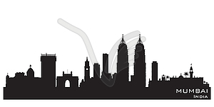 Mumbai India city skyline silhouette - royalty-free vector clipart