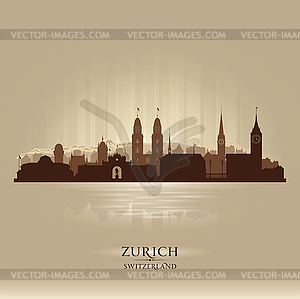 Zurich Switzerland city skyline silhouette - vector clip art