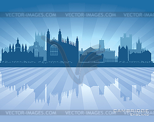 Cambridge England city skyline silhouette - vector clip art