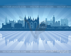 Peterborough England city skyline silhouette - vector EPS clipart