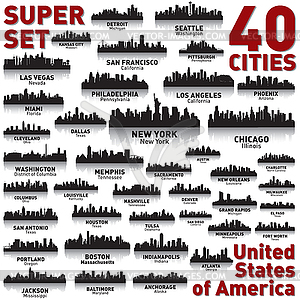 Incredible U.S. city skyline set - vector EPS clipart