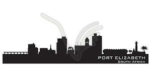 Port Elizabeth South Africa skyline Detailed - vector clip art