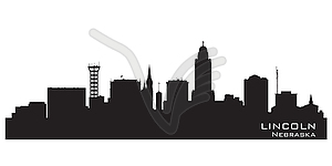 Lincoln Nebraska city skyline silhouette - vector clip art