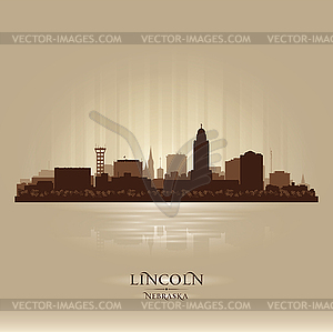 Lincoln Nebraska city skyline silhouette - royalty-free vector clipart