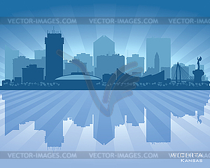 Wichita Канзас-Сити горизонт силуэт - клипарт в векторном формате