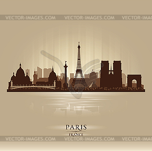 Paris France city skyline silhouette - vector clipart