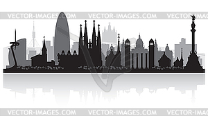 Barcelona Spain city skyline silhouette - vector EPS clipart