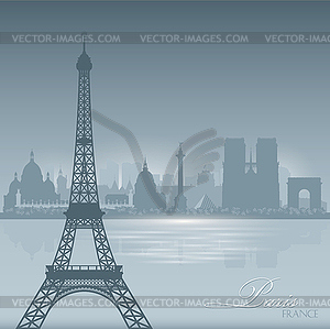 Paris France skyline city silhouette background - vector clipart