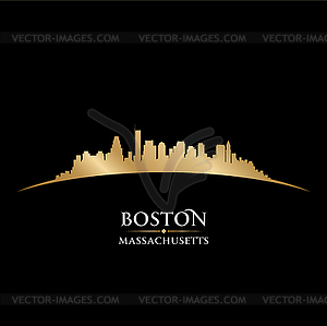 Boston Massachusetts city skyline silhouette black - color vector clipart