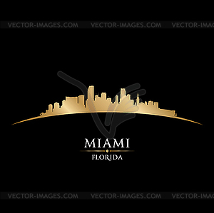 Майами, Флорида, город небоскребов силуэт черный - векторное изображение клипарта