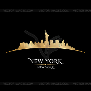 New York City Skyline силуэт черном фоне - клипарт в векторном виде