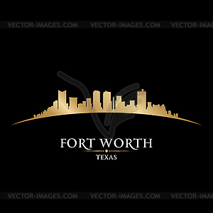 Fort Worth Texas city skyline silhouette black - vector image