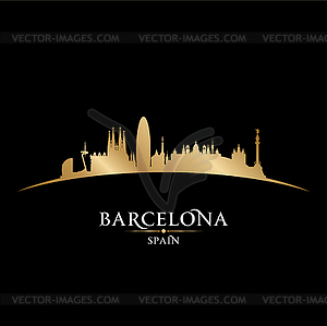 Barcelona Spain city skyline silhouette black - vector clip art