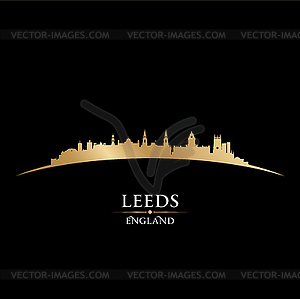 Leeds England city skyline silhouette black - vector image