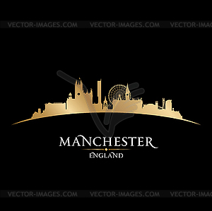 Manchester England city skyline silhouette black - vector image