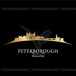 Peterborough England city skyline silhouette black - vector image