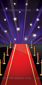 Background with red carpet and stars - vector clip art