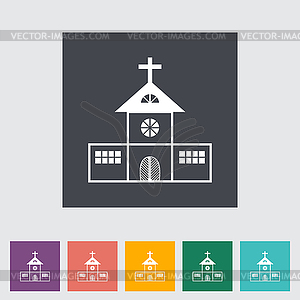 Church single flat icon - vector EPS clipart