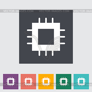 Electronic chip flat icon  - vector image