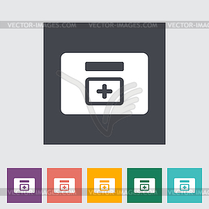 First aid kits flat icon - stock vector clipart