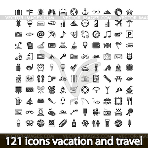 121 icons vacation and travel - vector clipart