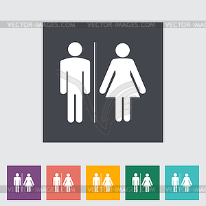 WC single flat icon - vector clipart