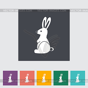 Rabbit single flat icon - vector clip art