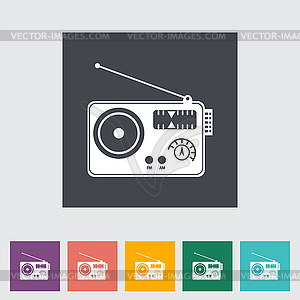 Радио одной плоской значок - клипарт в векторе / векторное изображение