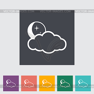 Погода плоский значок. Луна, звезды и облака - векторный рисунок