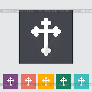 Cross single flat icon - stock vector clipart