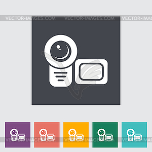 Video camera single flat icon - vector EPS clipart