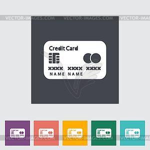 Credit card single flat icon - vector clipart