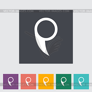 Map pointer single flat icon - vector clipart