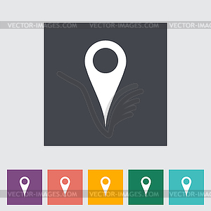 Map pointer single flat icon - vector clipart