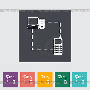 Phone sync single flat icon - vector clipart