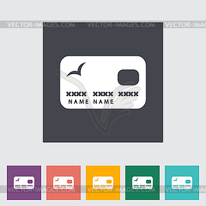 Credit card single flat icon - vector image