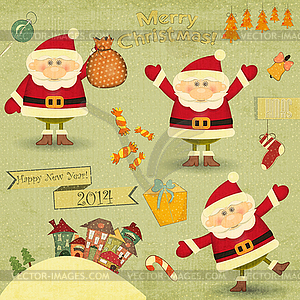 Retro Merry Christmas and New Years Card - vector clipart