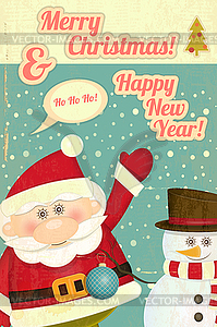 Santa Claus and Snowman - vector EPS clipart