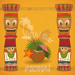 Vintage Hawaiian Tiki bar - vector image