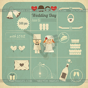 Wedding Invitation Infographics Retro Card - vector image