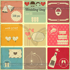 Wedding Set of Retro Cards - vector clipart