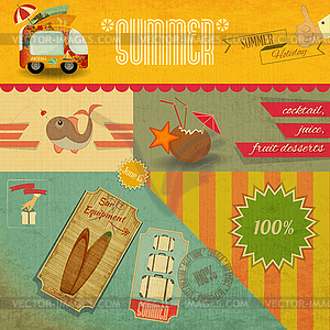 Retro Summer Card - vector image