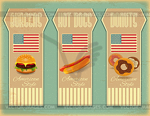 Retro Fast Food Labels - vector image