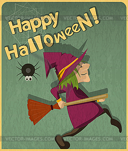 Ведьма в Хэллоуин - иллюстрация в векторном формате