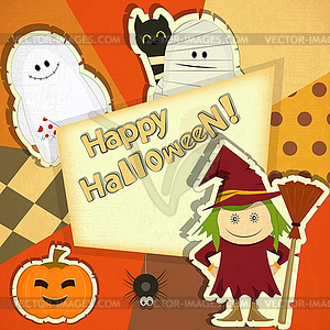 Halloween Retro Card - vector image