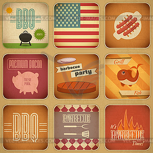 Barbecue Menu Retro Set - vector clipart